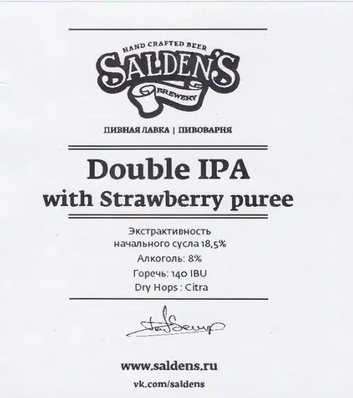 Salden's Brewery Strawberry Double IPA