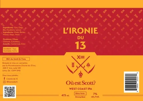 L'Ironie du 13 - Brasserie Artisanale Où Est Scott?