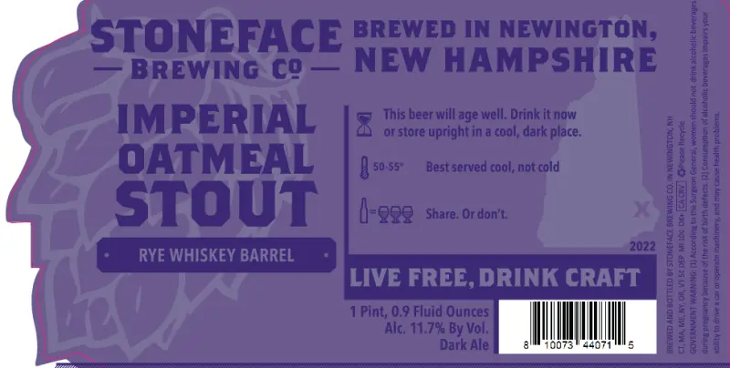Stoneface Brewing Company Imperial Oatmeal Stout - Rye Whiskey Barrel-Aged