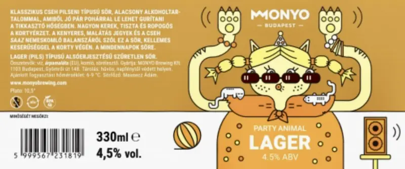 MONYO Brewing Co. Party Animal Lager