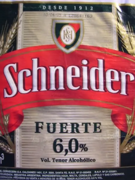 Cerveceria Santa Fé Schneider Fuerte