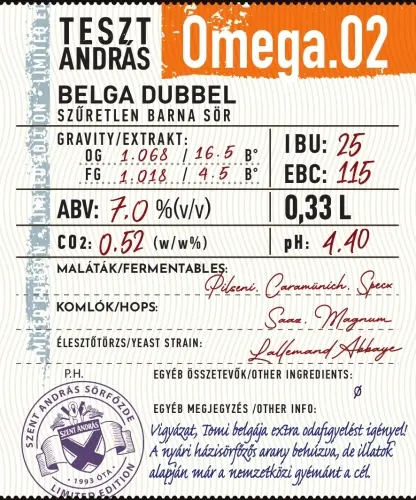 Szent András Sörfőzde TesztAndrás Omega.02