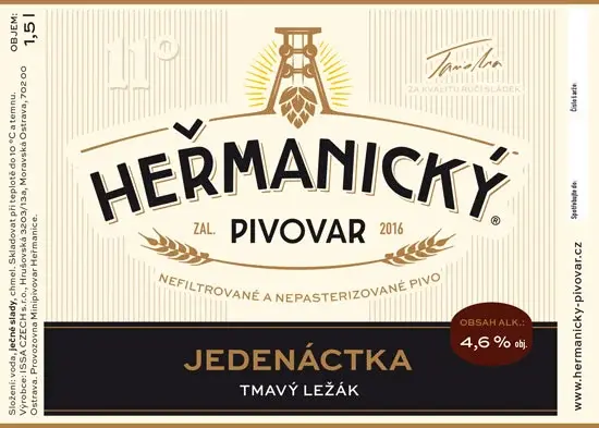Heřmanický Pivovar Jedenáctka Tmavý ležák 11%