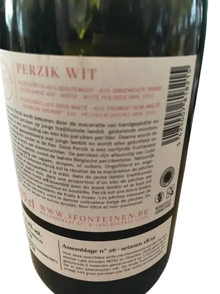 Brouwerij 3 Fonteinen Perzik Wit (Season 18|19) Blend No. 26 - Late Amsden + Floerkes