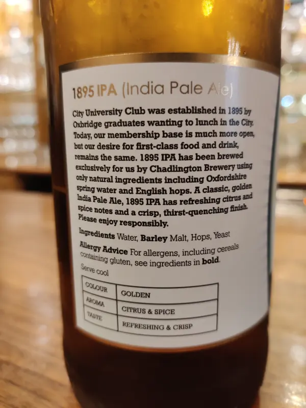 Chadlington Brewery City University Club 1895 IPA