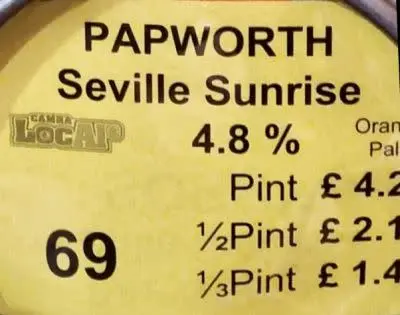 Papworth Brewery Seville Sunshine