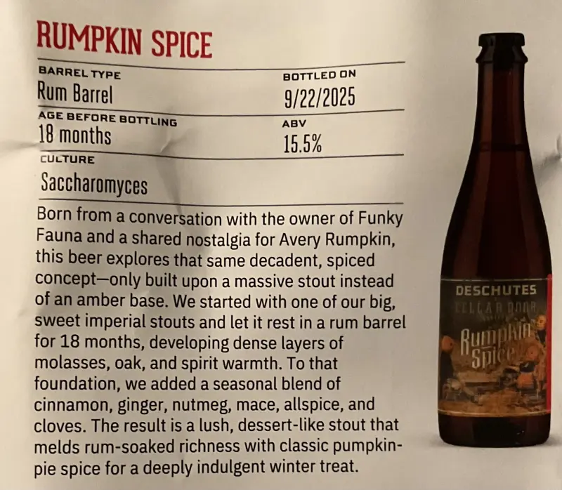 Deschutes Brewery Cellar Door Society: Rumpkin Spice