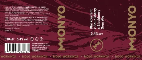 MONYO Brewing Co. MOJO WORKIN'24: Blackcurrant X Sour Cherry X Blackberry Sour Ale