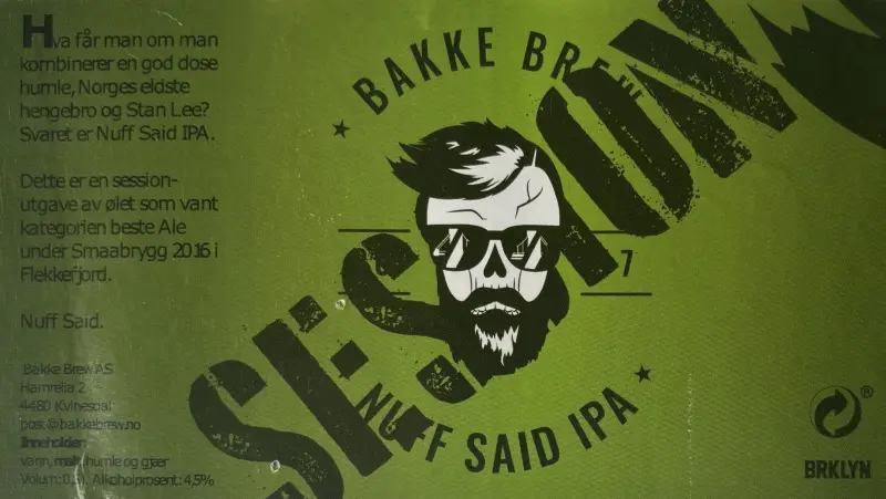 Bakke Brew Nuff Said IPA