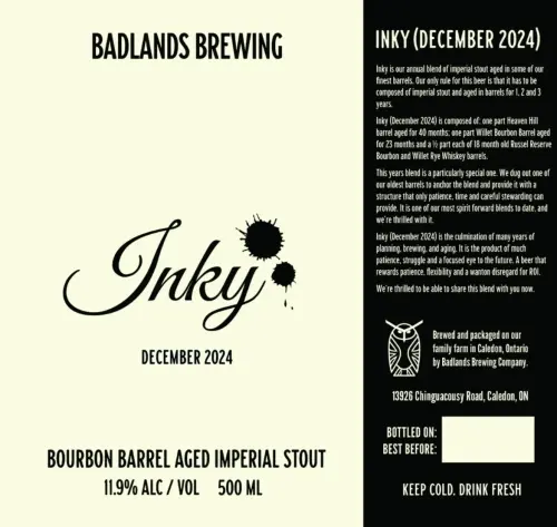 Badlands Brewing Company Inky (December 2024 Silver Wax)