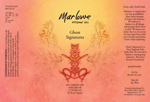 Marlowe Artisanal Ales Ghost Signatures: Peacharine