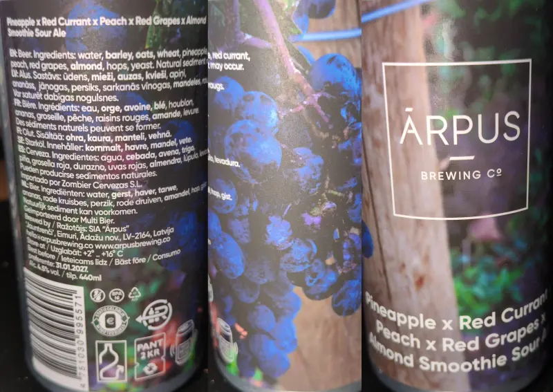 Ārpus Brewing Co. Pineapple x Red Currant x Peach x Red Grapes x Almond Smoothie Sour Ale