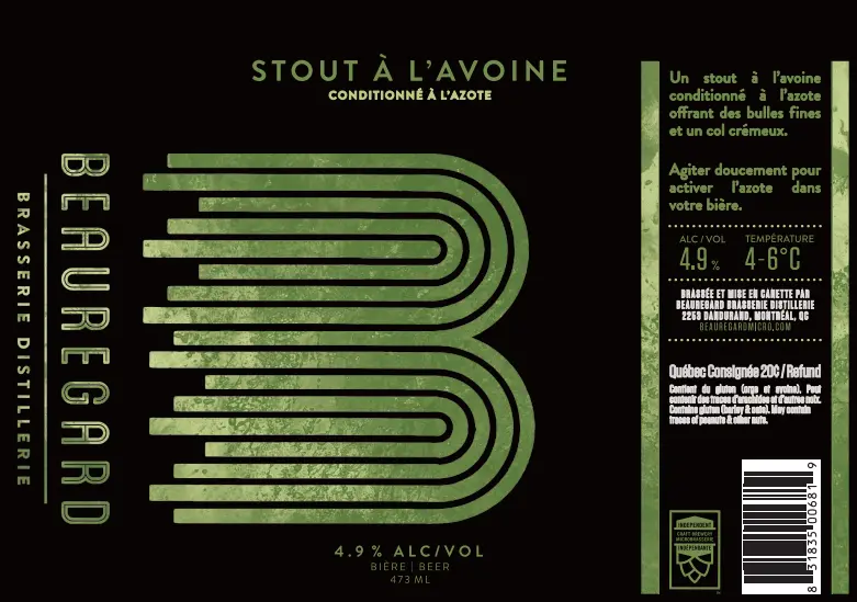 Beauregard - Brasserie Distillerie Stout à l'Avoine