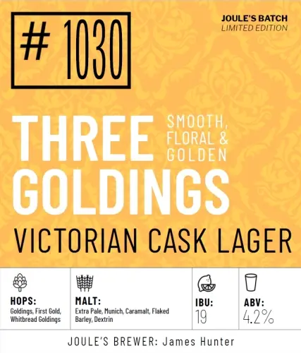 Joule's Brewery Three Goldings (Batch Beer #1030)