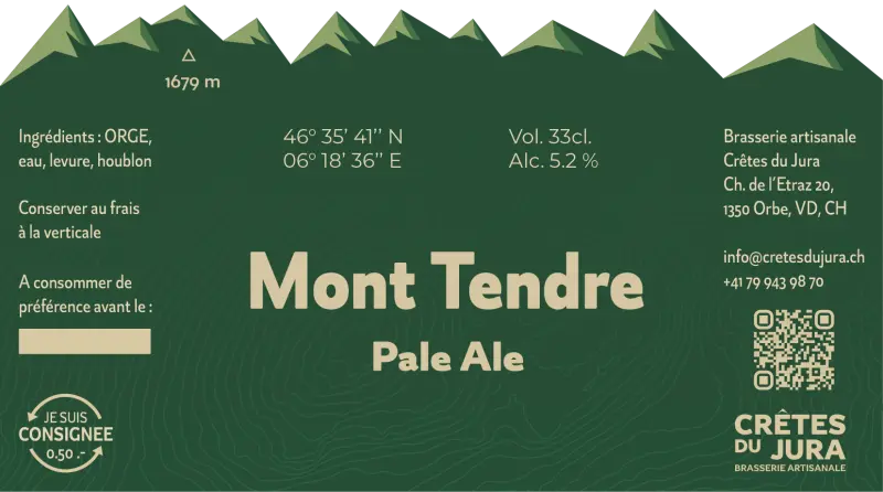 Cretes du Jura Brasserie Artisanale Mont Tendre Pale Ale