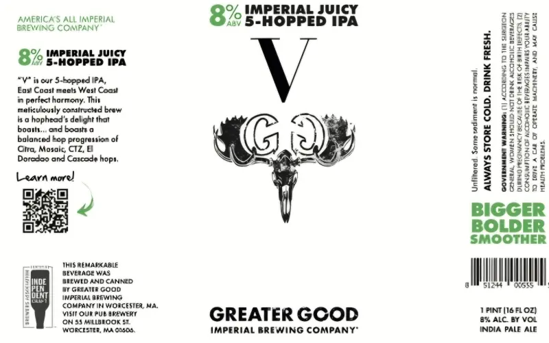 Greater Good Imperial Brewing Company "V" 5-Hopped IPA
