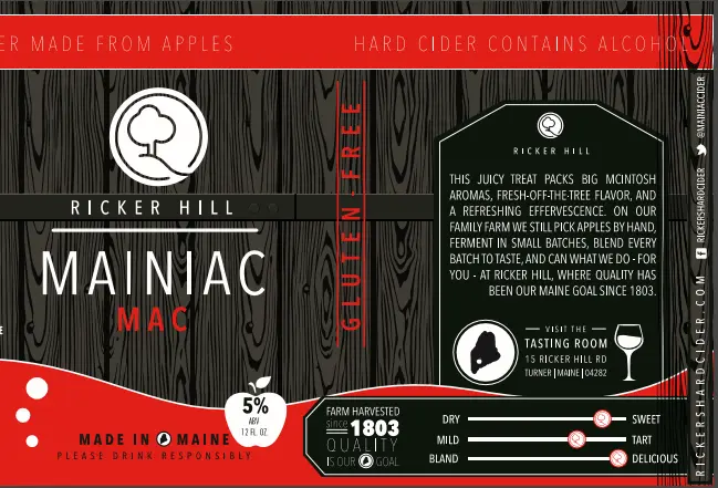 Ricker Hill (Ricker's Hard Cider/Maniac Cider) Mainiac Mac