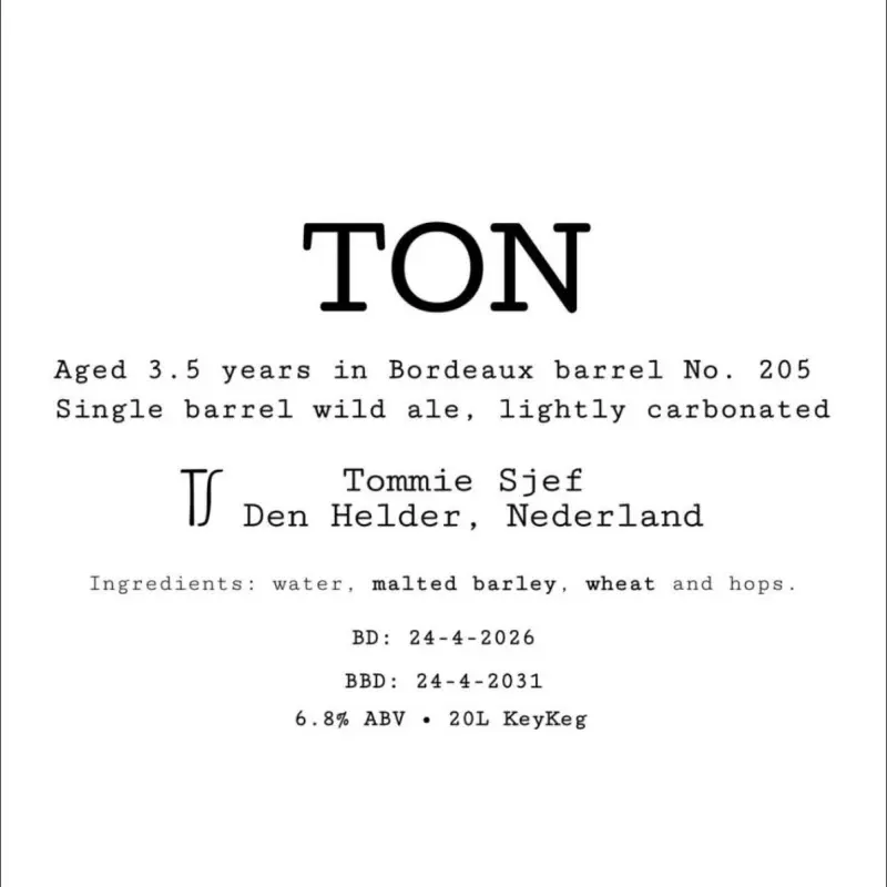Tommie Sjef Wild Ales Ton (Barrel No. 205)