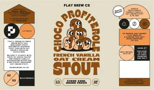 Play Brew Co Choco Profiterole French Vanilla Oat Cream Stout