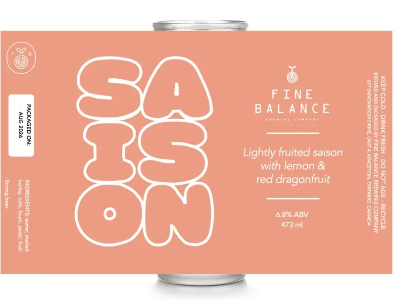 Fine Balance Brewing Company Saison with Red Dragonfruit & Lemon