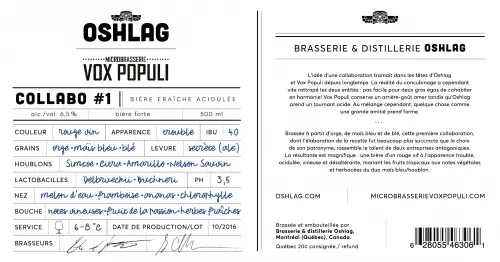 Oshlag Brasserie & Distillerie Collabo #1 Vox Populi