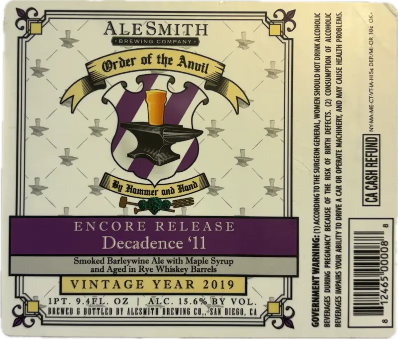 AleSmith Brewing Company Decadence 2011 - Rye Barrel