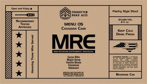 Forgotten Road Ales MRE - Menu 05 Canadian Cake
