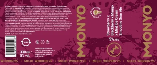 MONYO Brewing Co. MOJO WORKIN'25: Strawberry X Blackberry X Mango X Mint Ice Cream Smoothie Sour Ale