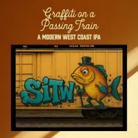 Something In The Water Brewing Co. Graffiti On A Passing Train