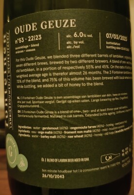 Rubin77's photo of Oude Geuze with Honey (Season 22|23) Blend No. 53